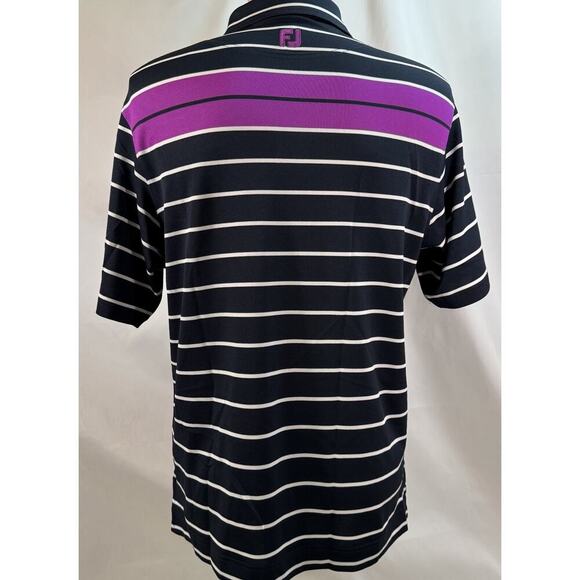 FootJoy Men's Short‎ Sleeve Blue Striped Polo Shirt Size M - Picture 8 of 8